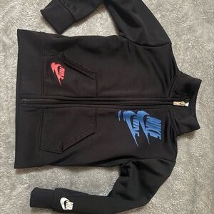 Kids Nike Black Jacket with Vibrant Logos